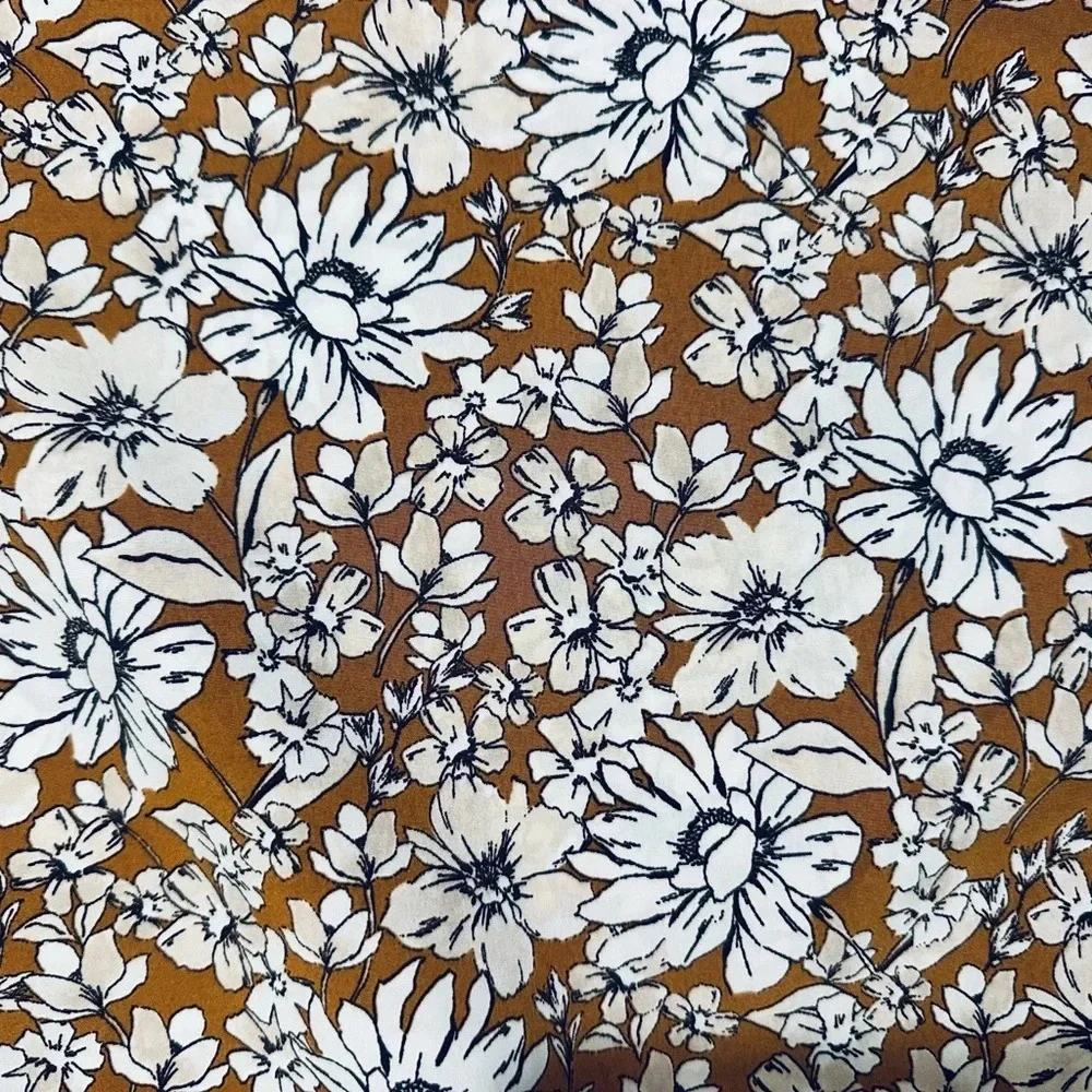 Floral Lace Trim Top - Brown - Picture 8 of 13